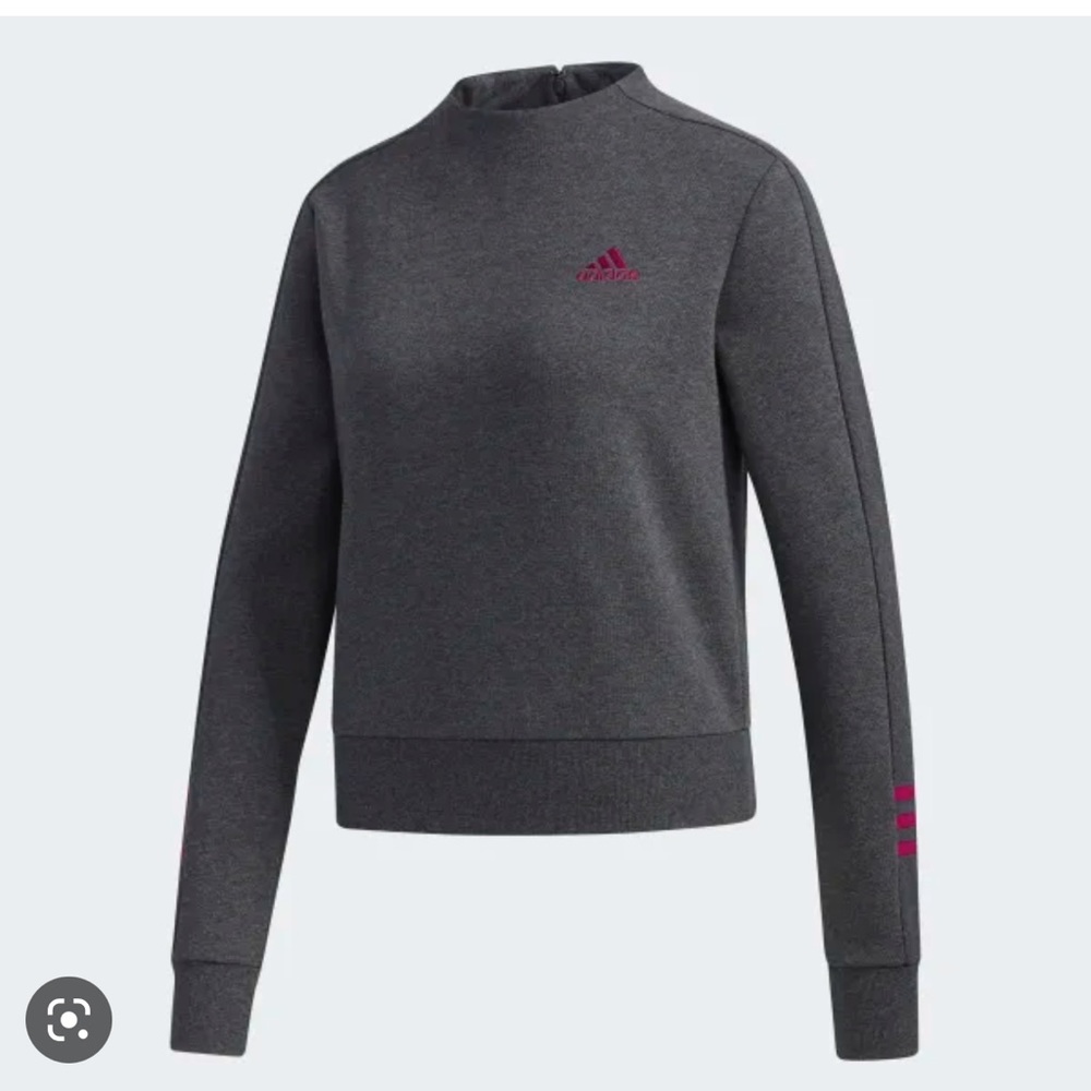 Adidas Crew Sweatshirt Womens Essentials Fleece Mock Neck Dark Grey